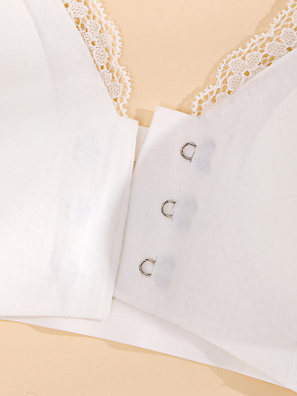 Front-Clasp Push-Up Wireless Seamless Lightweight Lace Bra