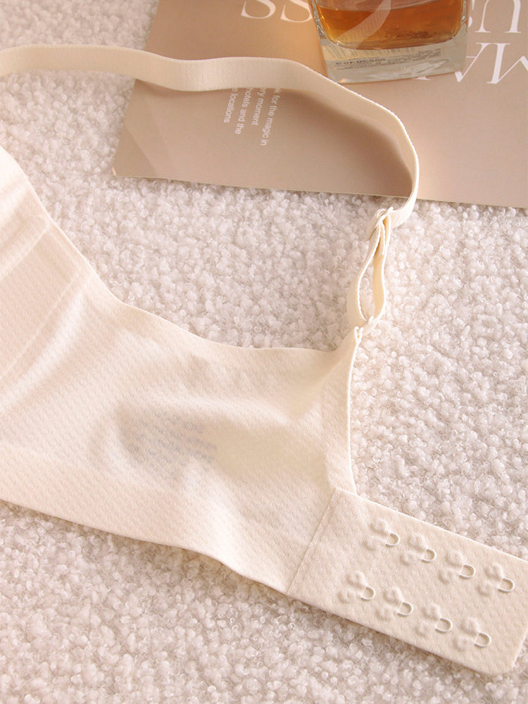 Seamless Thin Cup Gathering Anti-Sagging Wireless Soft Support Bra LightGray