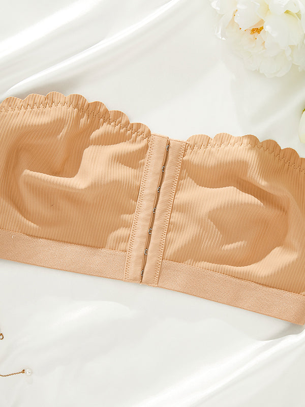 Seamless Breathable Strapless Bandeau with Wave Edge & Front Closure