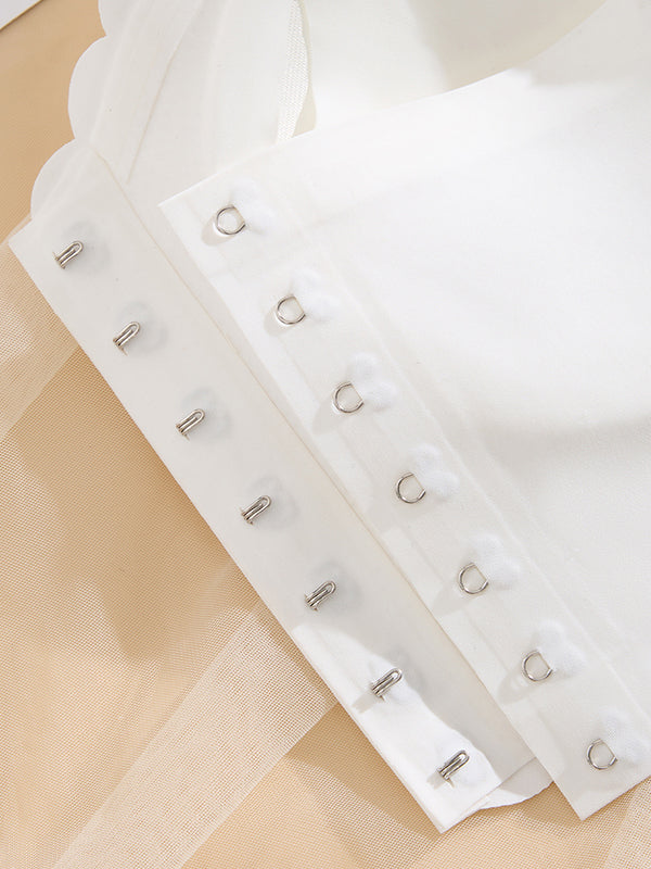 Seamless Wireless Bandeau with Removable Clear Straps and Wavy Trim — Breathable & Invisible Underwear