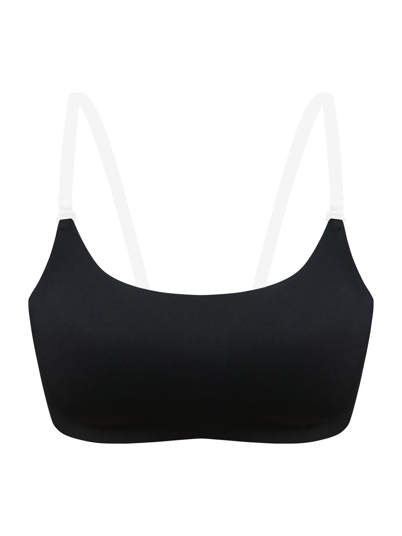 Invisible Transparent Tape Backless Strapless Wireless Bandeau Bra Black