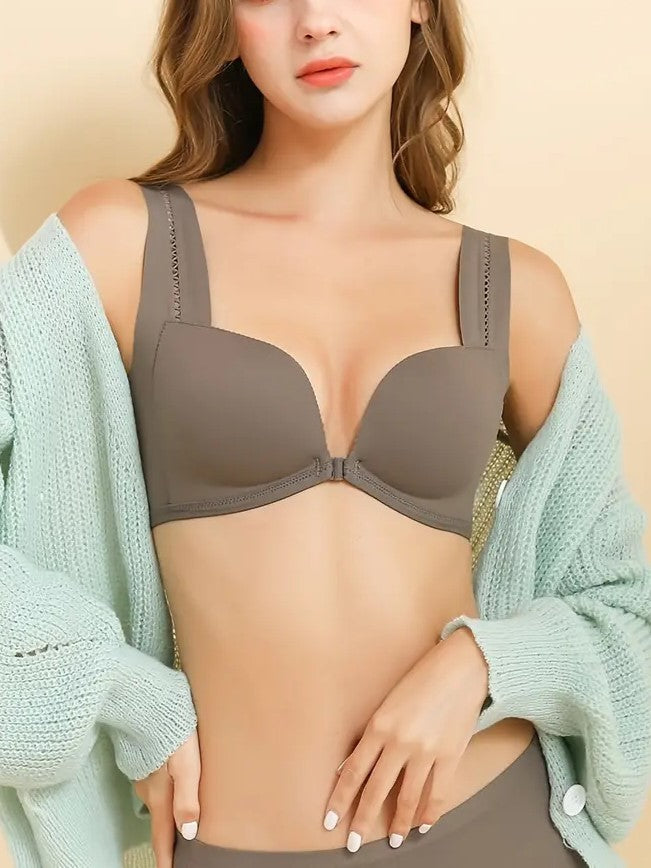 Women's Full Cup Bra Front Closure Push Up Padded Wireless
