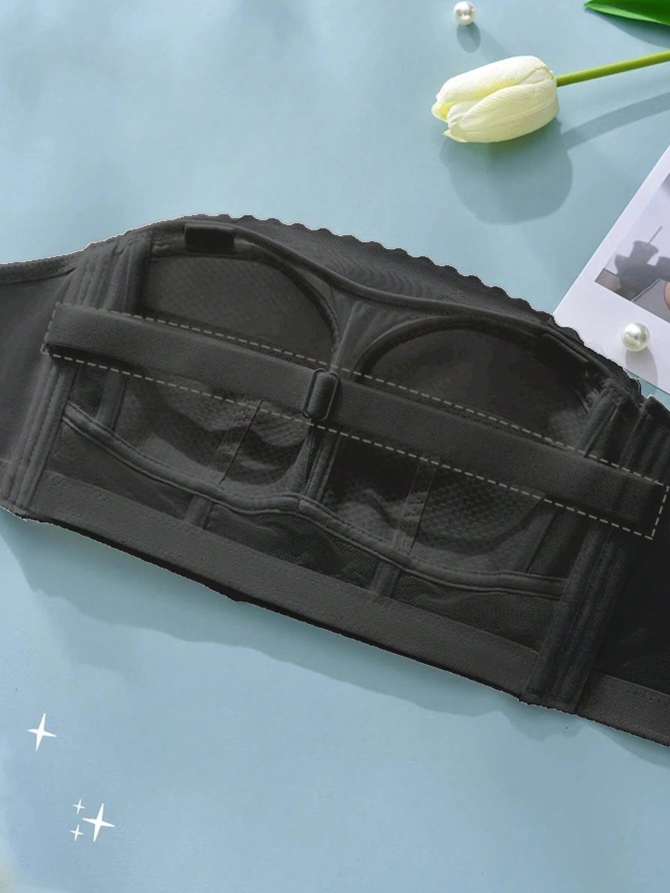 Seamless Non-Slip Strapless Plus Size Bustier Bra Black