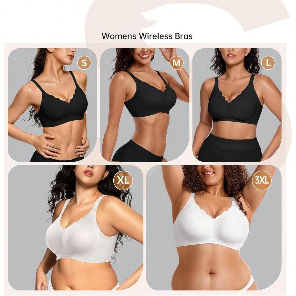 Plus Size Seamless Push-Up Support Bra Black