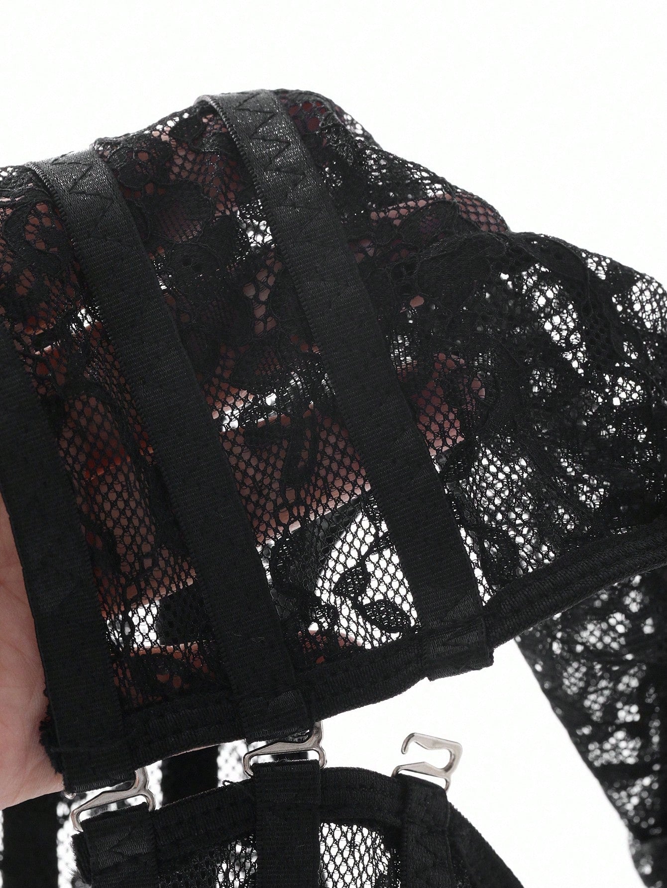 Lace Deep V Sexy Suspender No Wire Front Buckle Bra