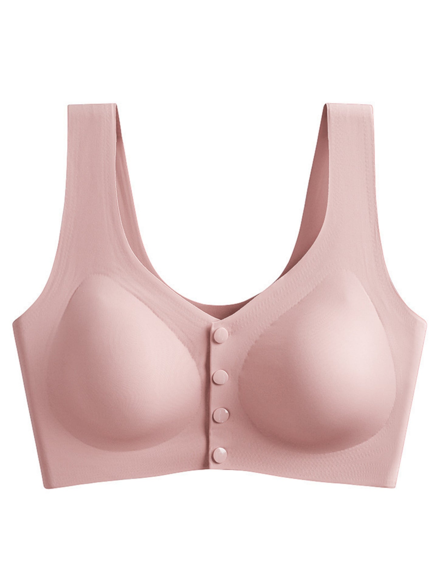 Ladies' Solid Color Front Closure Seamless Bra Pink