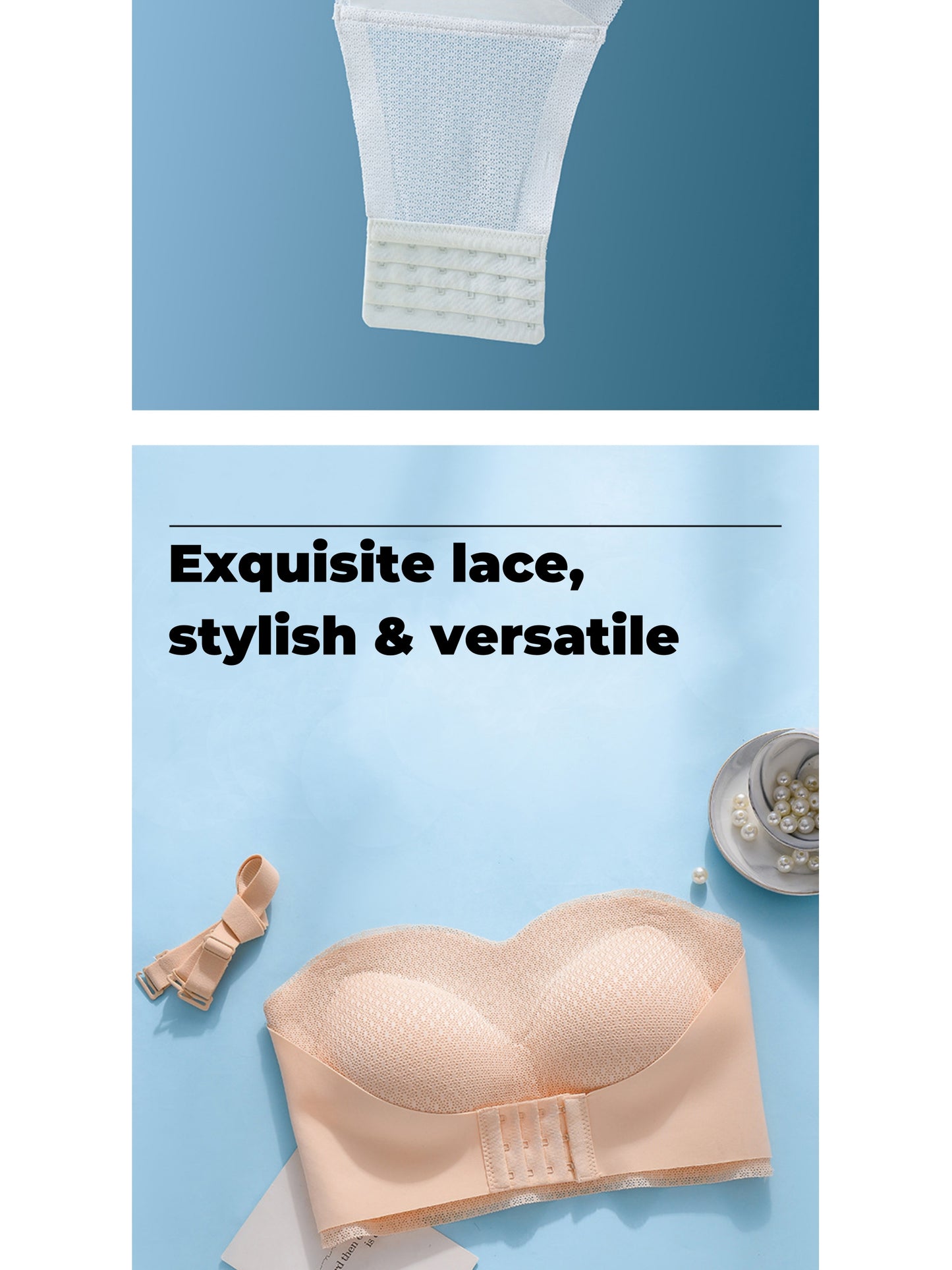 Strapless Non-slip Push Up Seamless Wireless Bra Ivory