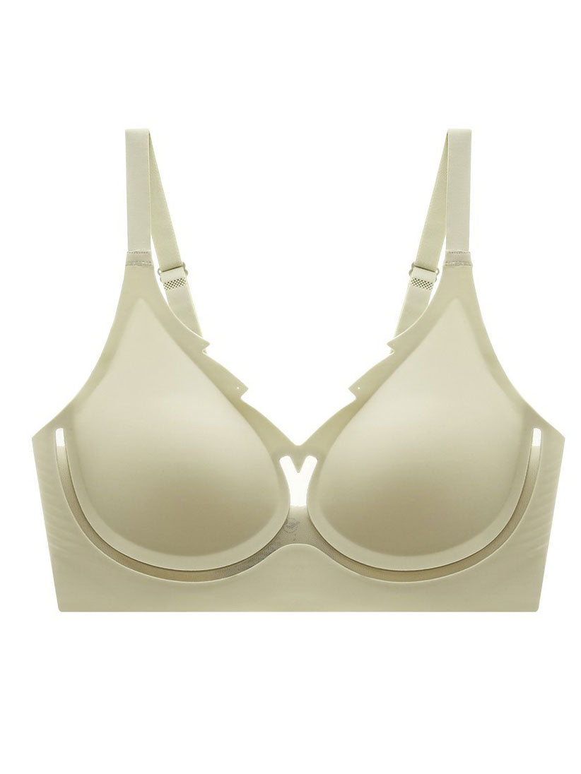 Seamless Hollow Out Soft Support Wireless Gathering Splice Breathable Bra