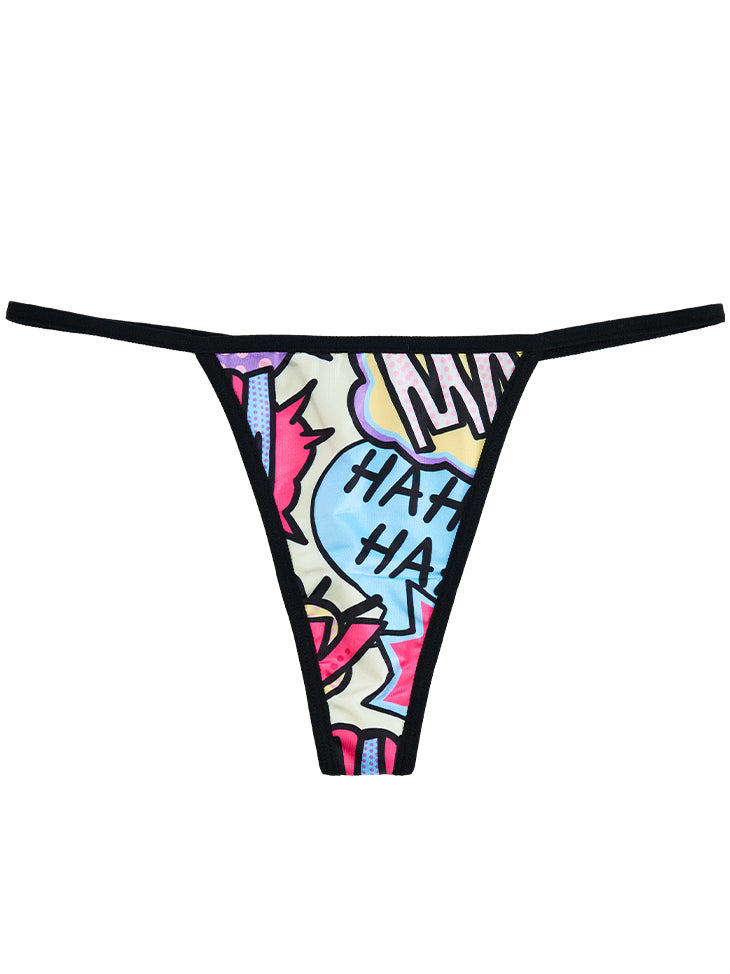 Fun Print Low-rise Sexy T-back Thong