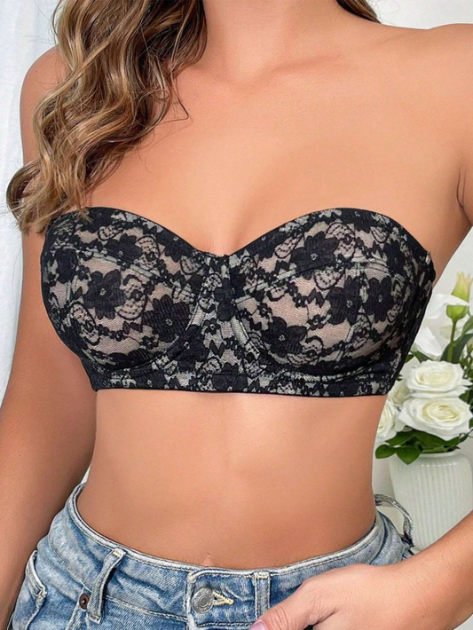 Sexy Ademende Lace Strapless Bra