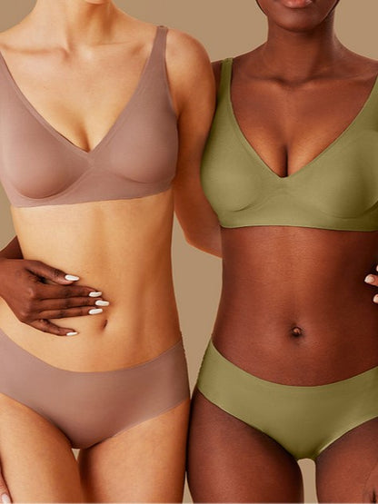 Basic French Push-up Wireless Bra Green