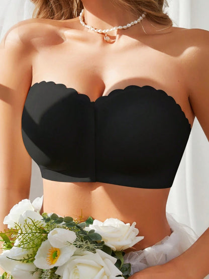 Front Closure Wireless Strapless Bra Black