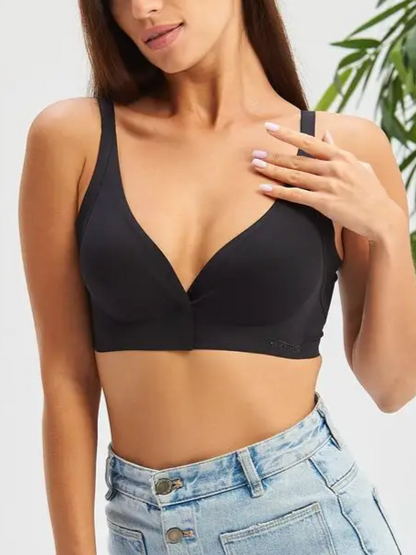 Front Closure Adjustable Seamless Push-up Bra Black