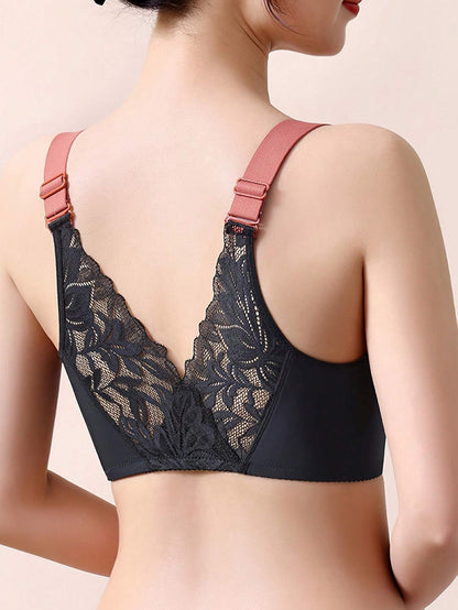 Sexy Lace Comfortable Breathable Front Closure Bra Black