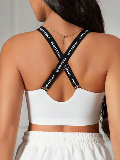 Cross-Back Strap Seamless Lifting Comfortable Sports Wireless Bra