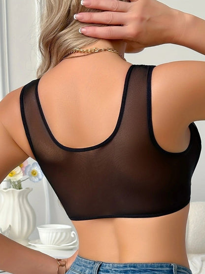 Wireless Front-Clasp Bra with Mesh Back & Gentle Lift