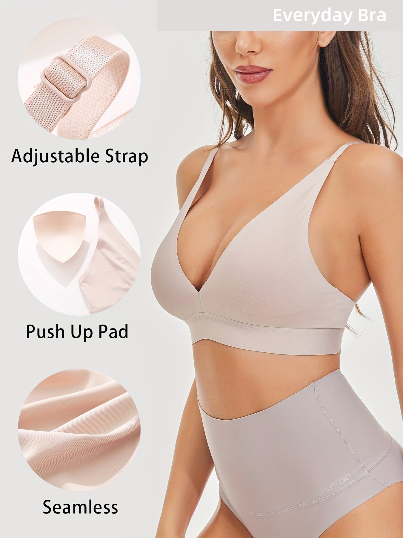 Simple Soft solid color breathable push-up wireless bra