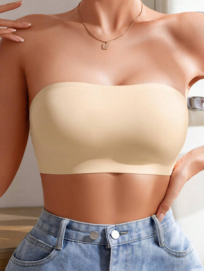 Plain Wireless Strapless Bra Cornsilk