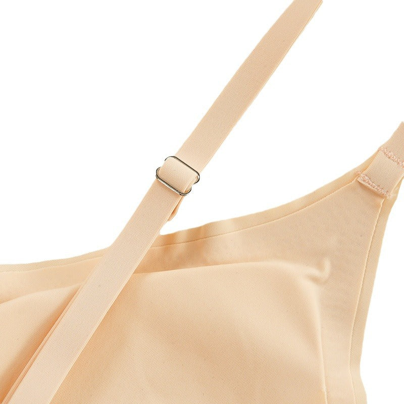 Solid Triangle Seamless Wireless Bra Tan