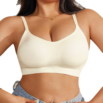 Large-Size Ice Silk U-Neck Wireless Push-Up and Anti-Sagging Bra