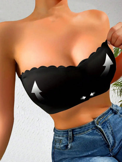 Front Closure Wireless Strapless Bra Black