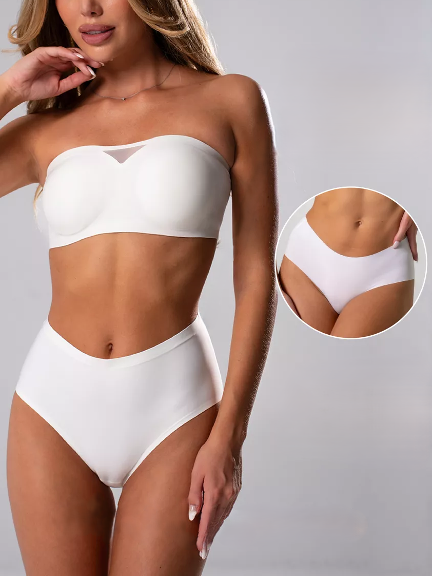 Strapless Wireless Push-up Tube Top Invisible Bra White