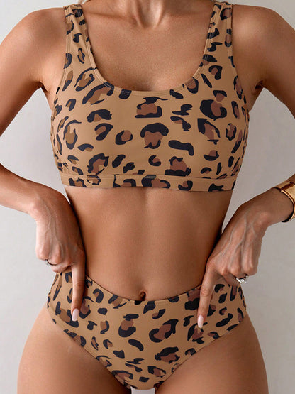 Leopard Print Split Ladies Sexy Bra Set