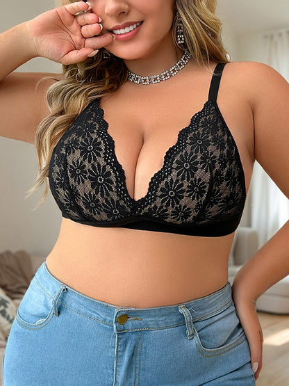 Comfort Fit Wireless Bra with Breathable French Lace