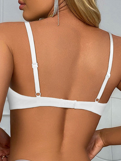 Thin Solid Color Daily Comfortable Seamless Bra White