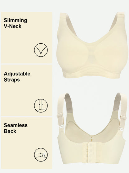 Comfortable Wireless Four-Row Hook Sports Bra