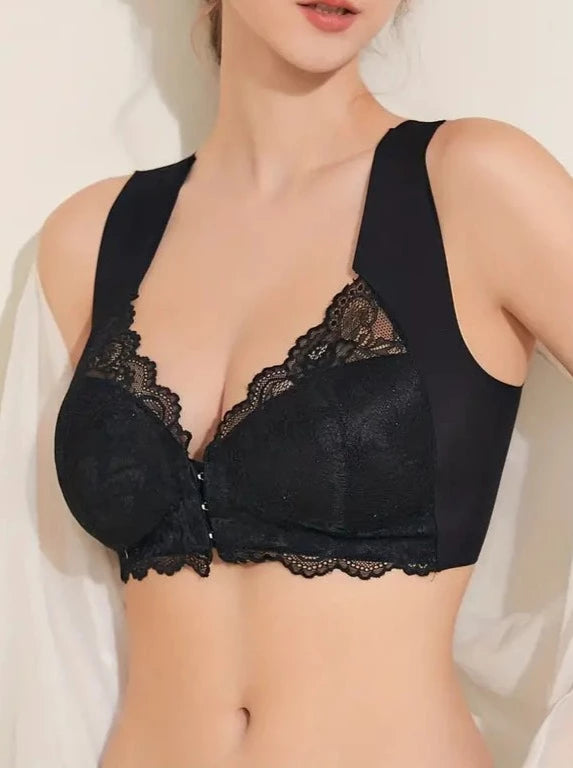 Lace Seamless Wirefree Push-up Pus size Full Coverage Bra Black