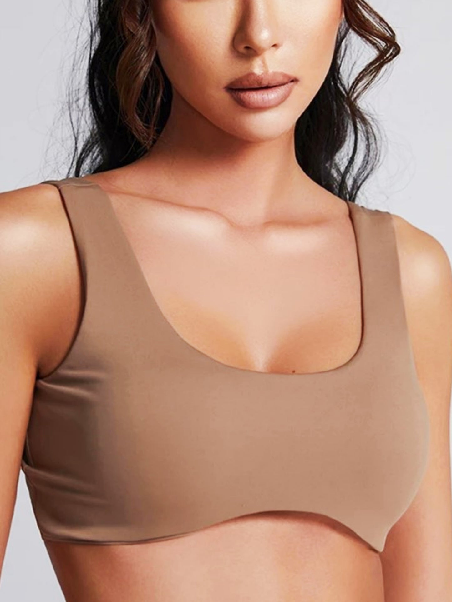 Sexy Low Support Push Up Sports Bra Tan