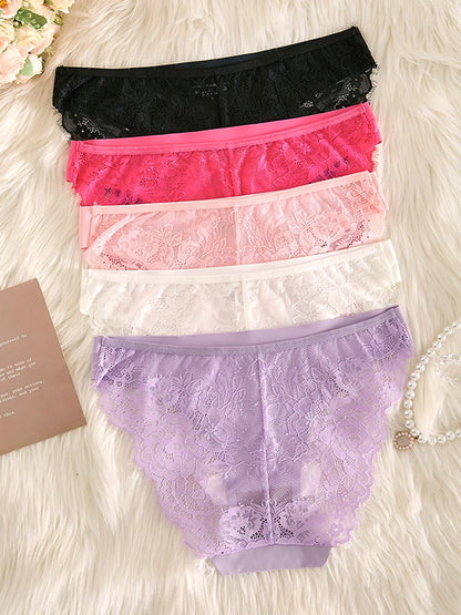 Lace Panel Seamless Low-Rise Thong