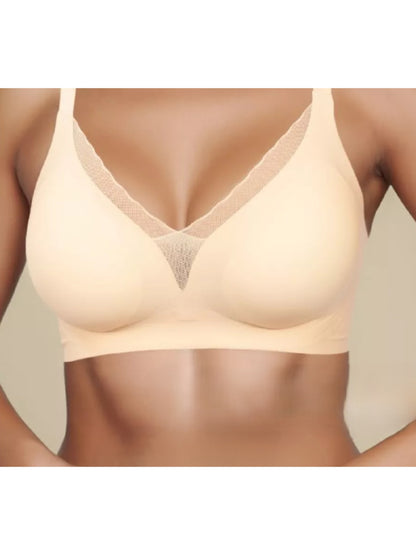 Deep V Mesh Seamless Push-up Without Steel Ring To Prevent Sagging Bra Ivory