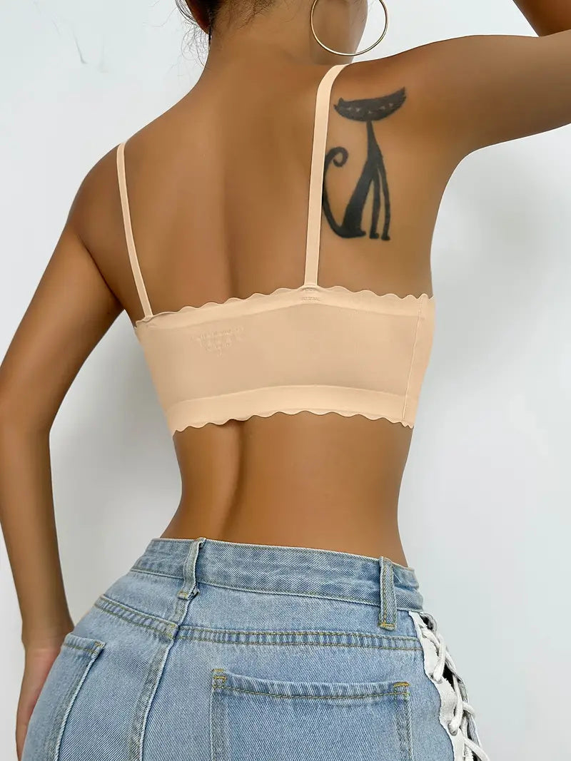 Semicircle Decorative Border Wireless Bra Tan