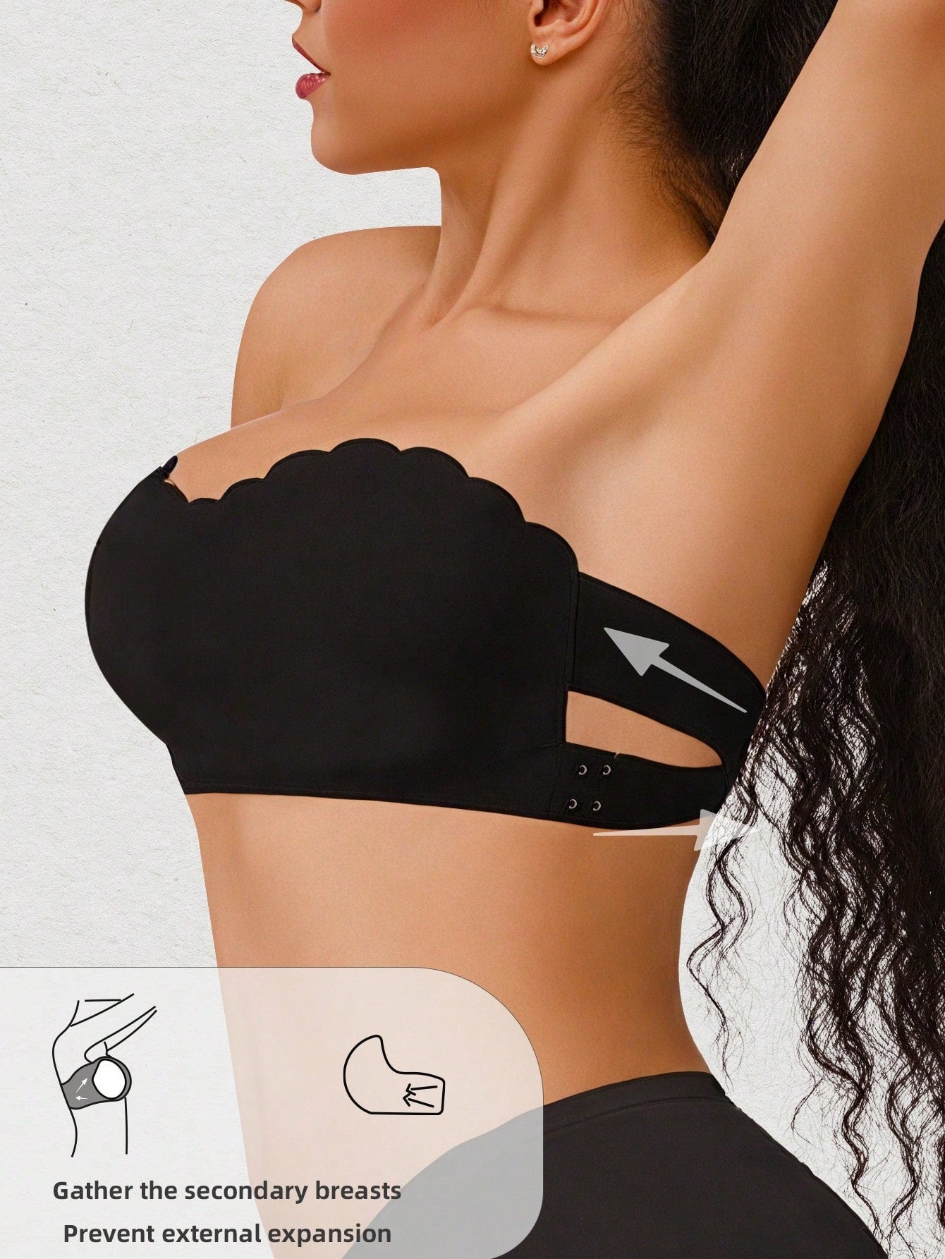 Women's Strapless Push-Up Seamless Wireless Side Closure Padded Adjustable Straps Underwear