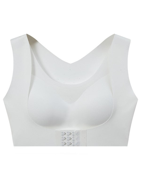 Front Closure Seamless Wireless Hollow Breathable Push-up Bra White