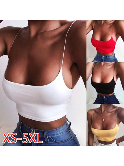 Sexy Solid Color Camis Spaghetti Strap Casual Seamless Bra