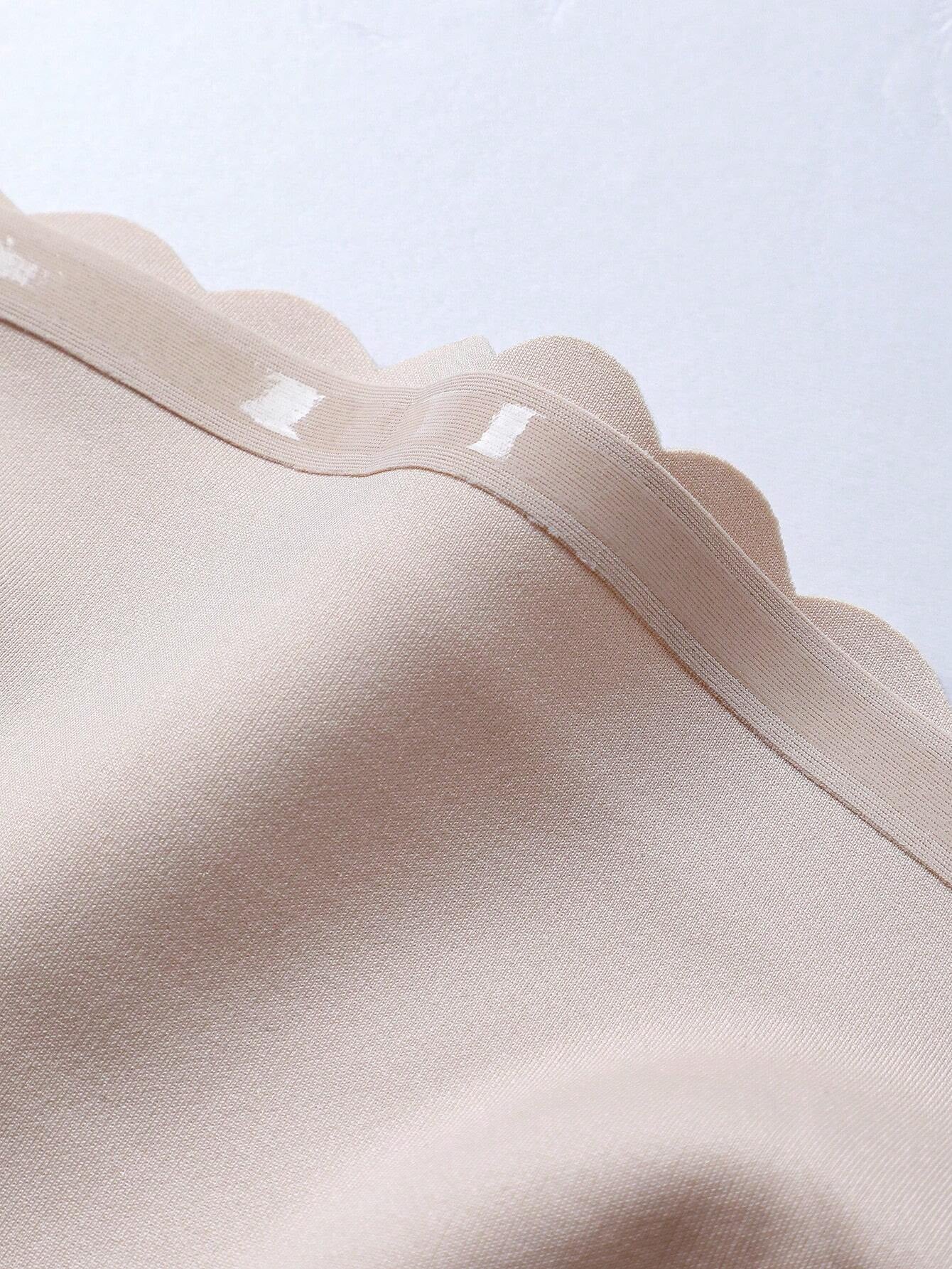 Ribbed Edge Plain Seamless Sexy Gathered Non-Wired Strapless Bra Linen