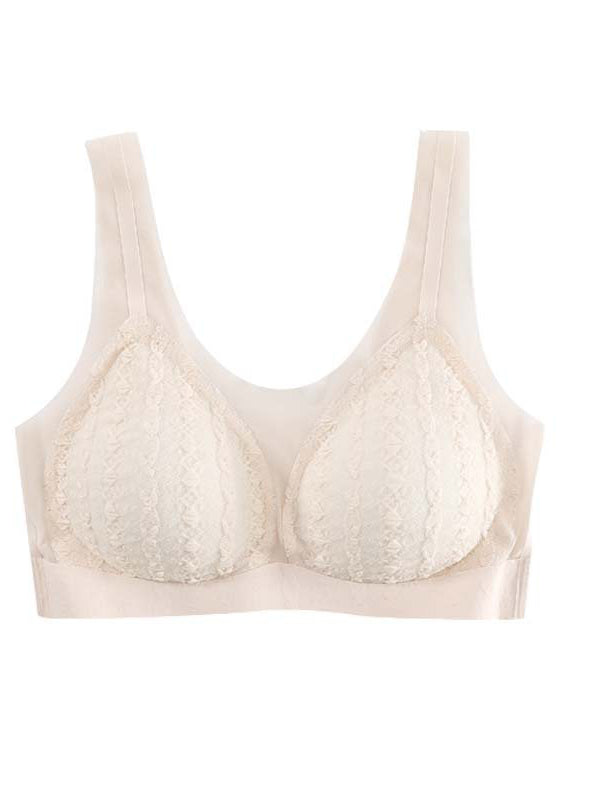 Non-Steel Ring Gathering Tank Type Seamless Lace Bra