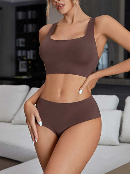 Seamless Racerback Wireless Tank Bra and Panty Set