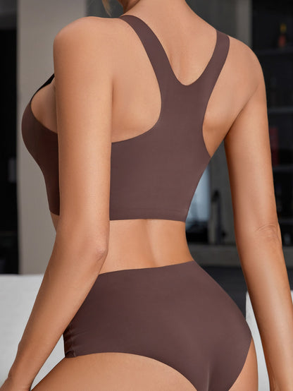 Seamless Racerback Wireless Tank Bra and Panty Set