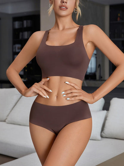 Seamless Racerback Wireless Tank Bra and Panty Set