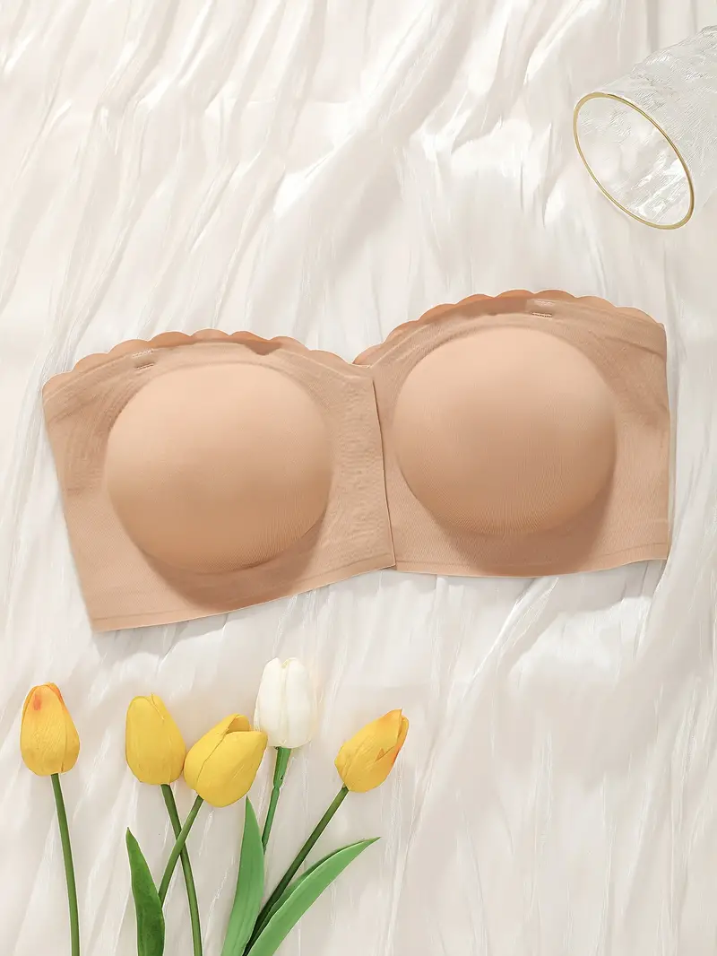 Front Closure Wireless Strapless Bra Pink