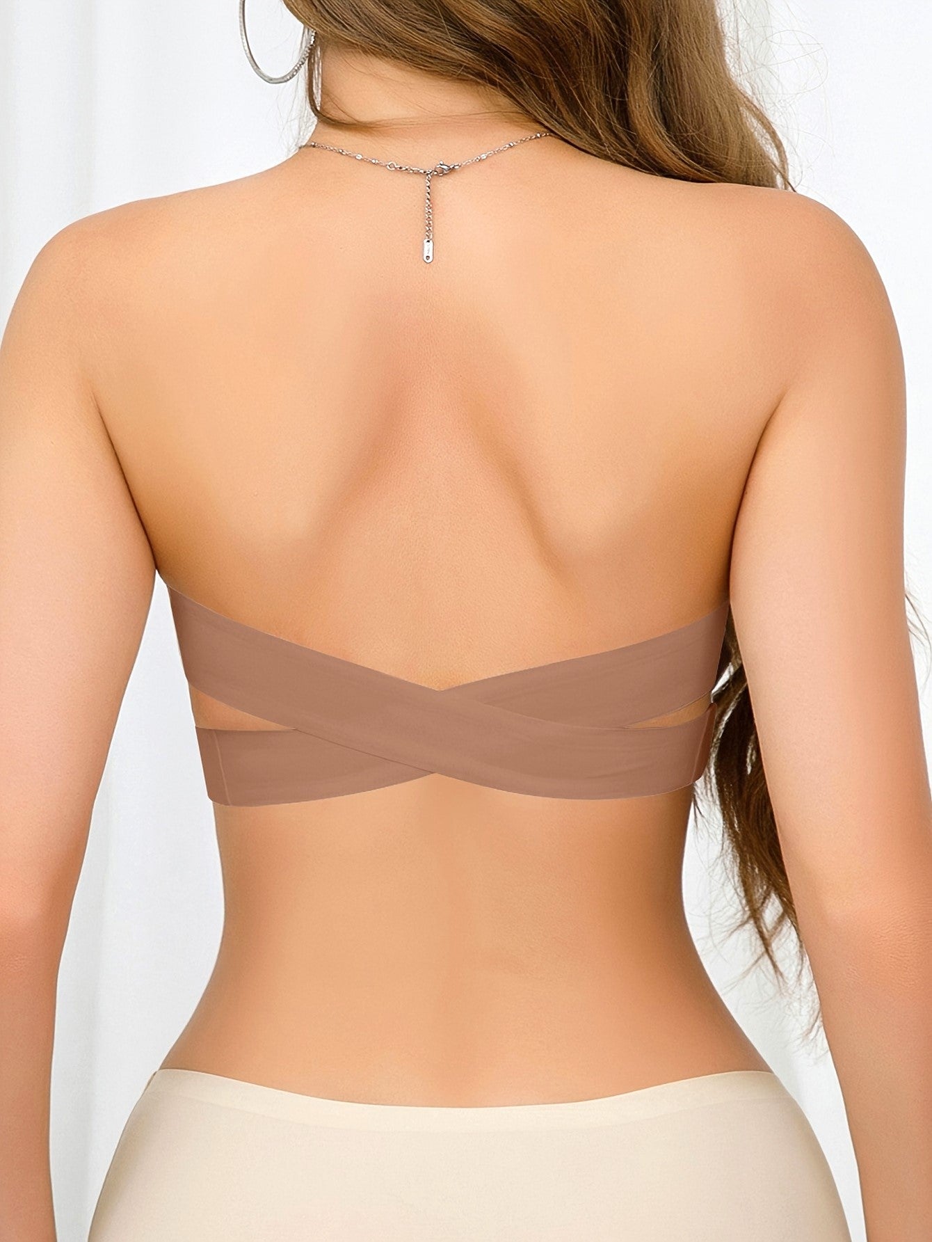 Women's Casual Seamless Simple Side Button Bandeau Bra Peru