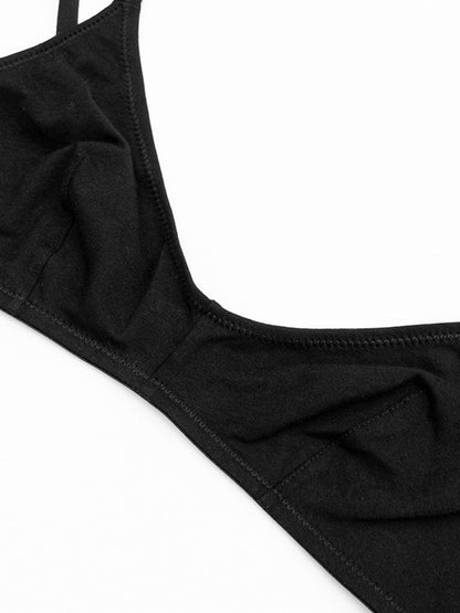 Thin Solid Color Daily Comfortable Seamless Bra Black