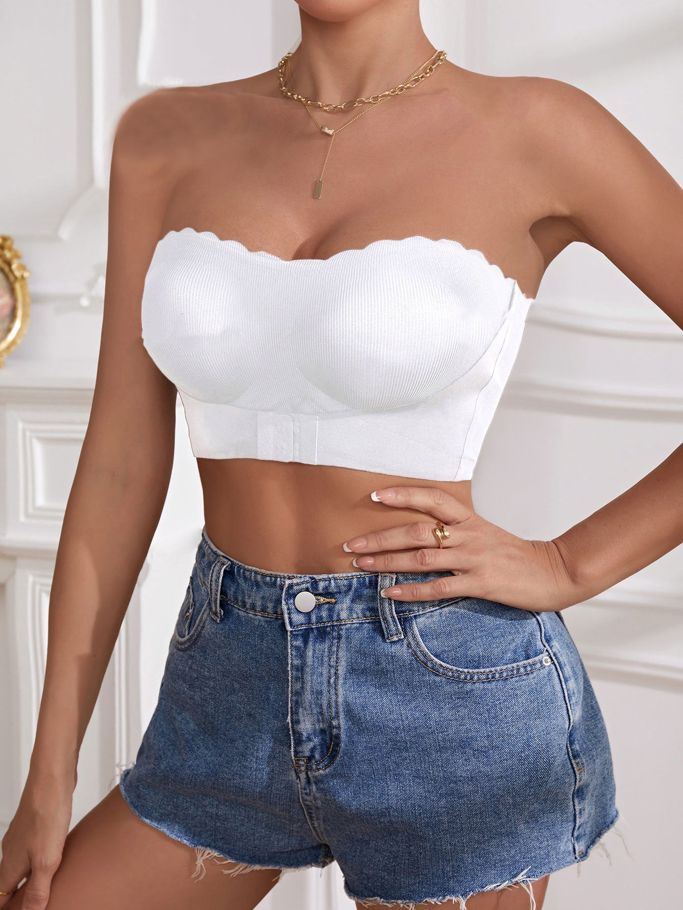 Wire-free Comfort Pleated Bandeau Bra White