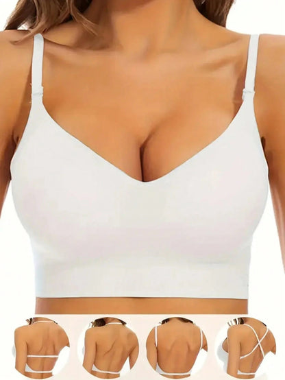 Summer Big U Backless Multi Wear Gathering Bra White