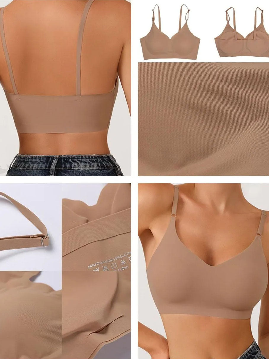 Low Back Seamless Push-up Wireless Bra Tan