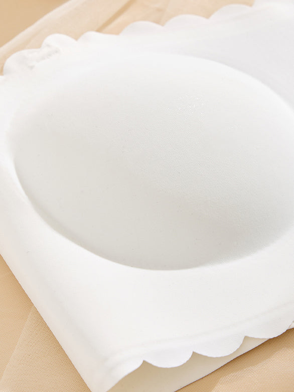 Seamless Wireless Bandeau with Removable Clear Straps and Wavy Trim — Breathable & Invisible Underwear